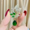 Fashion Green Yellow Leaves Flower Bouquet Wheat Ear Brooch for Women Creative Rhinestone Pin Suit Clothing Jewelry Accessories