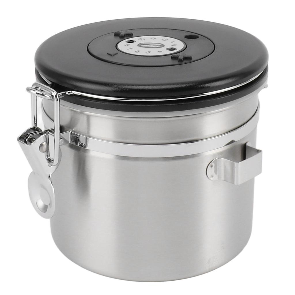 Airtight Coffee Canister 1.2L 304 Stainless Steel Coffee Bean Storage Container with Steel Spoon for Tea Flour Cereal