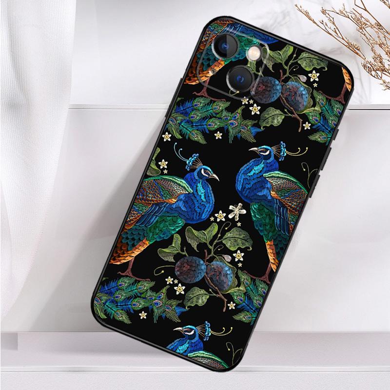 Bird Peacock Feather Shockproof Case For iPhone 17 11 14 15 16 Pro Max Plus 12 13 Mini 16e 17 Air Phone Cover