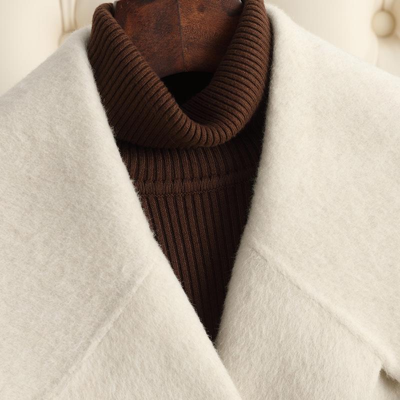 Palton de Cașmir Dublu-Față în Culori Bomboană pentru Femei 2024 - Lungime Medie, Îngroșat pentru Toamnă/Iarnă