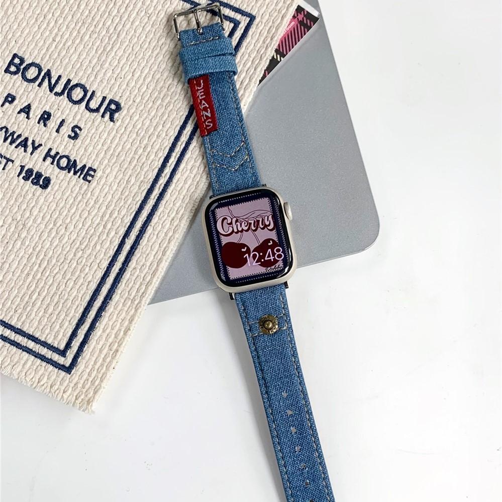 Moda Denim Kanvas Bant Apple Watch Serisi için Ultra 8 7 6 5 4 3 2 Se Toka Kayışı Iwatch 40 44mm 41 45mm 49mm Aksesuarları