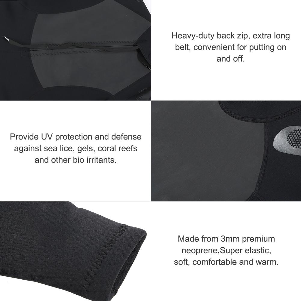 WS-19491 3mm Men Women One Piece Neoprene Nylon   Sleeve Wetsuit Swim Diving Suit(Man Black M)