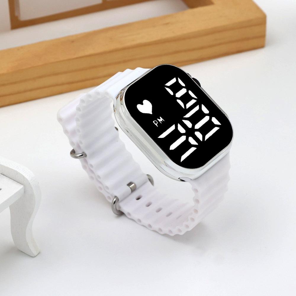 Rectangular Sports Watch LED Screen Wristwatch Casual Electronic Watch For Boys Girls