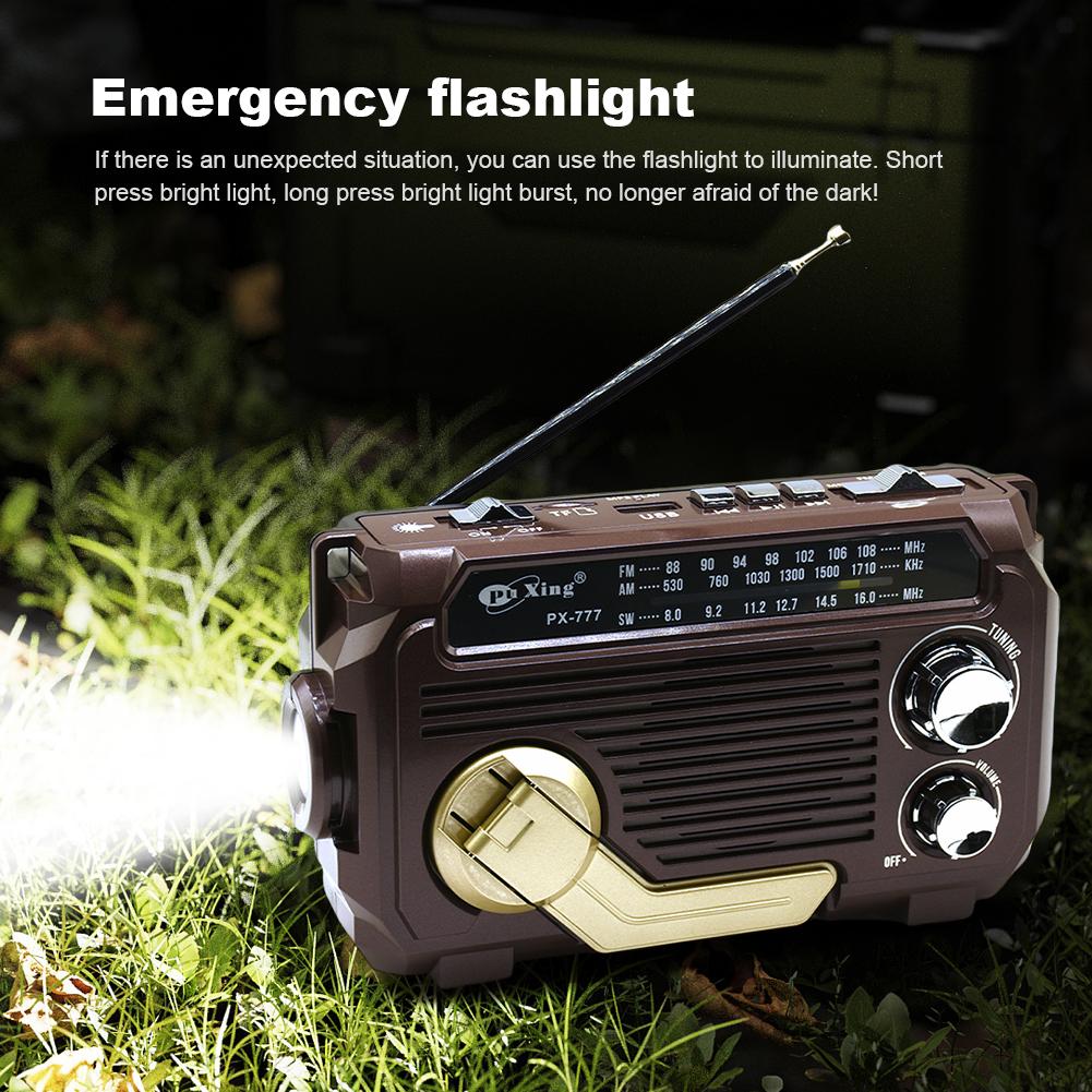 Hand Crank Emergency Radio Support U Disk TF Solar Powered Radio BT 5.2 Speaker Flashlight Portable Weather Radio for Camping