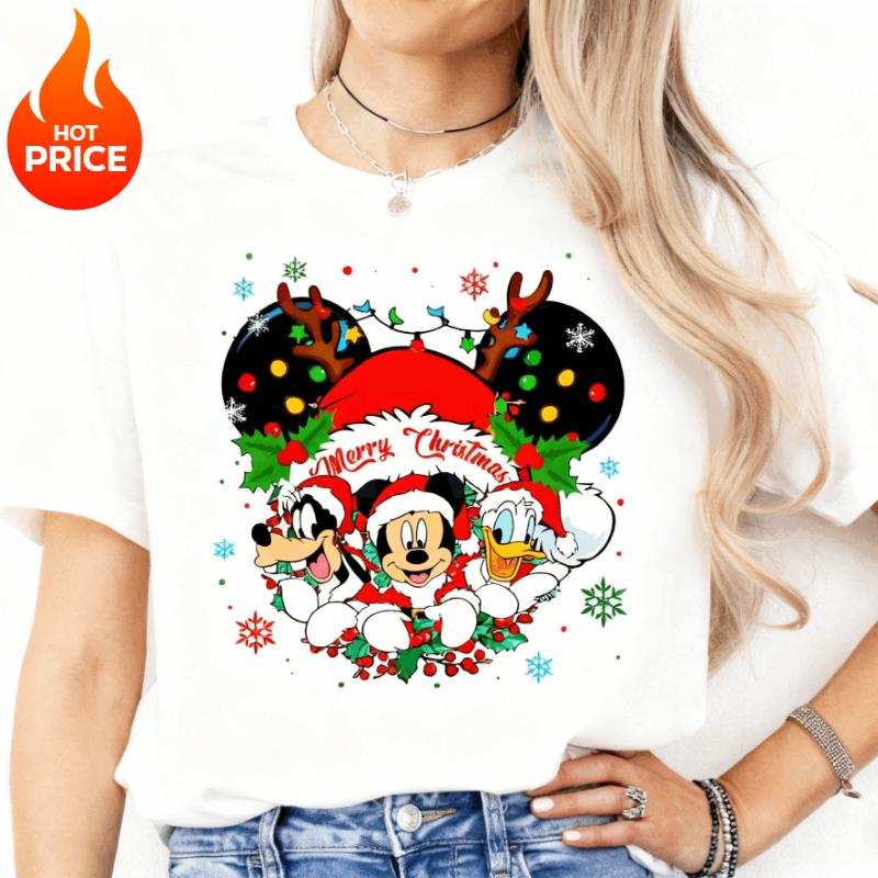 

Christmas Mickey Boy Girl 2026 Summer Tshirt Family Parentchild Wear Oversized Casual Unisex Women Short Sleeve Tee Top S