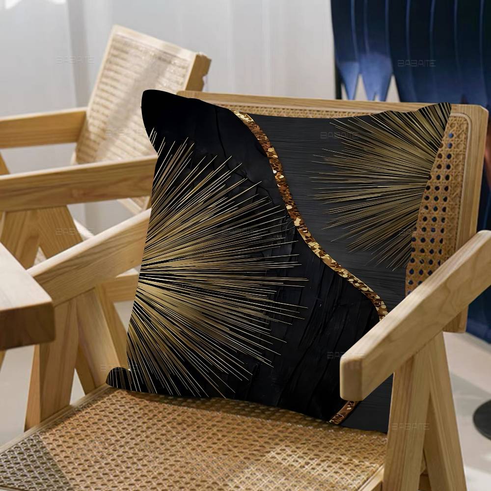 Abstract Golden Black Wood Texture Pillow Cushion Cover Pillowcase Living Room Sofa Home Decor Customized