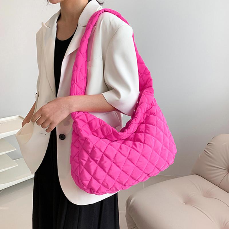 Yogodlns Winter Down Embroidery Thread Shoulder Bag Fashion Padded Dumpling Large Capacity Crossbody Bag