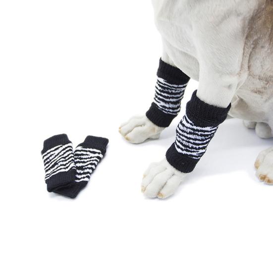 4Pcs/Set Winter Pet Dog Leg Socks Zebra Leopard Dots Print Non-slip Leg Warmers