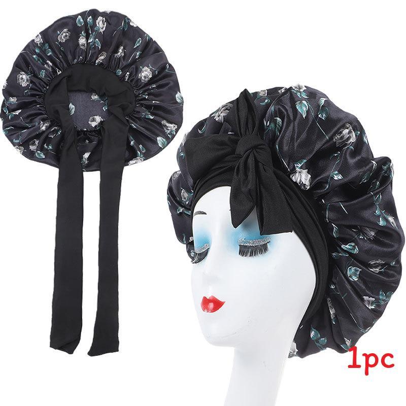 Satin Hair Hat With Digital Floral Design For Comfort And Style