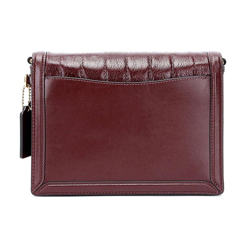 Coach Hutton 22 Flap Closure Leather Shoulder Bag Crossbody Bag Small Women's Burgundy
