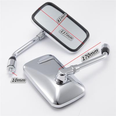 Univerzální obdélník Kovová tyč ABS skořepina Motocyklová zpětná zrcátka 10mm Chrome For Pro Honda Yamaha Suzuki
