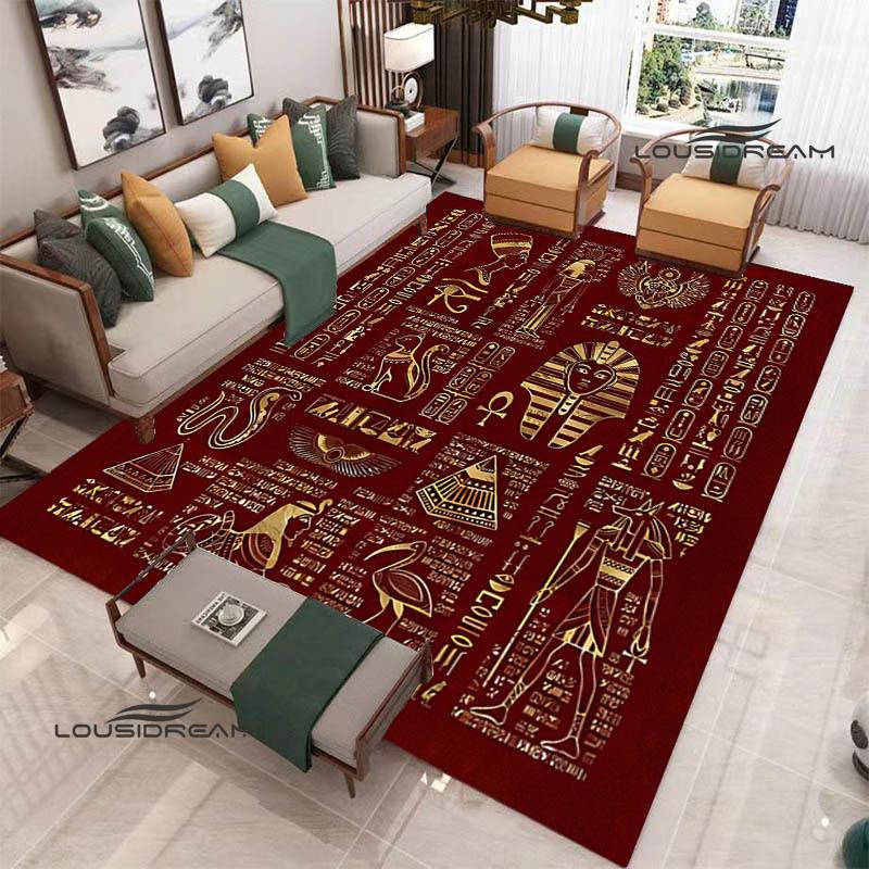 Kober s potiskem egyptských piktogramů Protiskluzový koberec koberce do obývacího pokoje předložka do předsíně dekorace do ložnice dárek k narozeninám