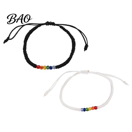 Minimalist Rope Bracelet Rainbow Beads for Men Women, Handmade Fashionable Stackable Jewelry Braided String Bracelet, Adjustable Woven Wristband
