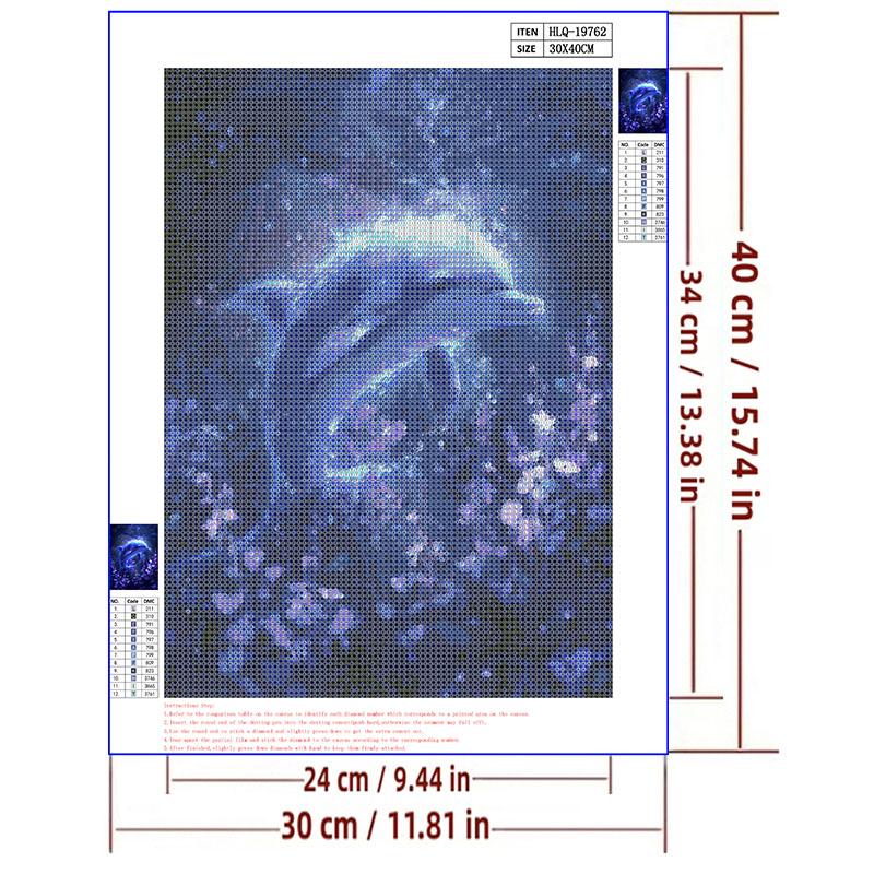 5d DIY Diamond Painting Cross Stitch Cute Dolphin Diamond Embroidery Mosaic Full Round Drill Home Decor
