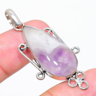Sage Amethyst Gemstone 925 Sterling Silver Jewelry Pendant 2.01" r2G09