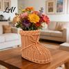 Portable Gift Basket Boots Shaped Imitation Rattan Storage Basket Hand Woven Decorative Container Easter Egg Holder Large Capacity Reusable