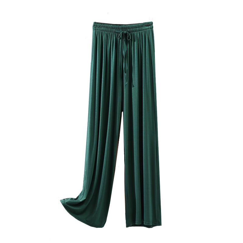 Pantalon large taille haute en soie glacée pour femme