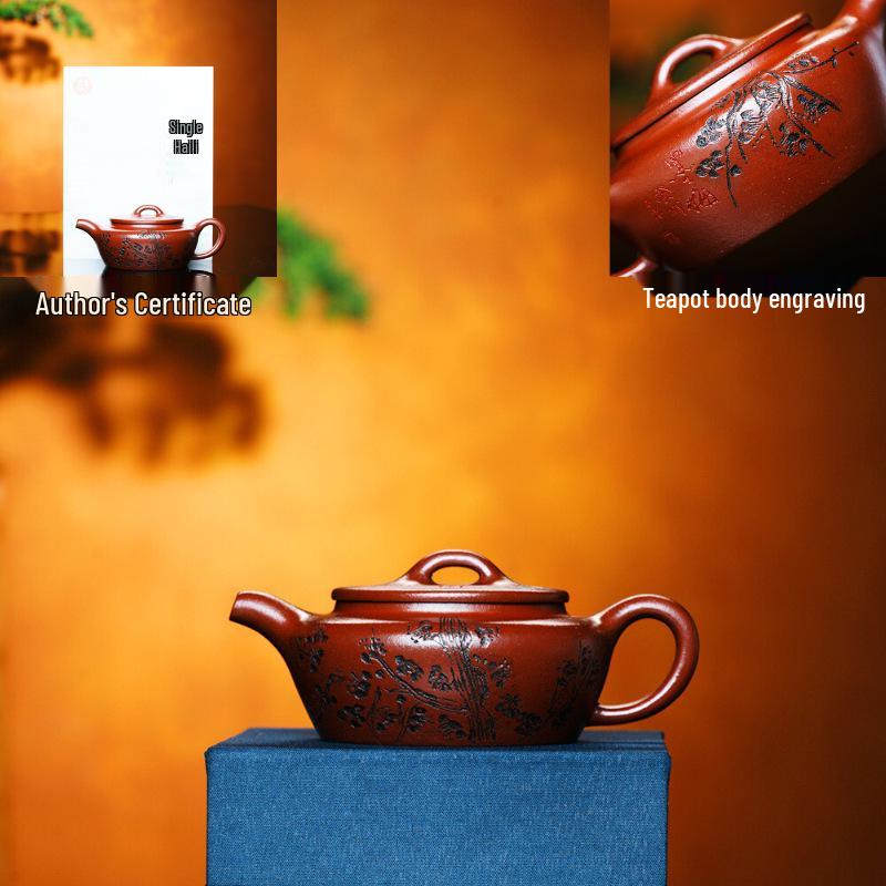 

Набор чайников из исинской фиолетовой глины ручной работы: Чайный сервиз кунг-фу 150ml Flat Morning Purple Clay