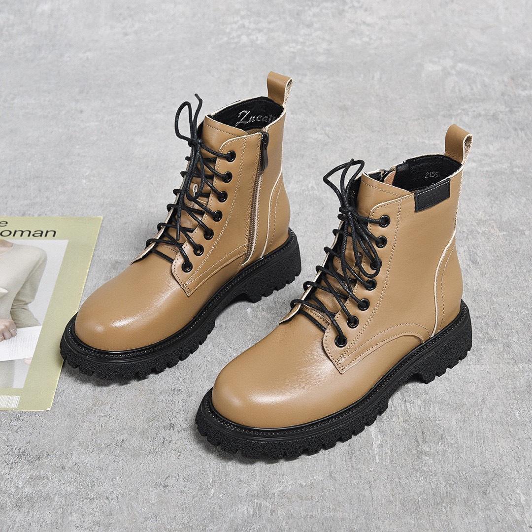 

Модные ботинки Мартин женские осенне-зимние новые ретро толстый каблук шнуровка короткие ботинки верхний слой воловья кожа ботинки-локомотивы 39