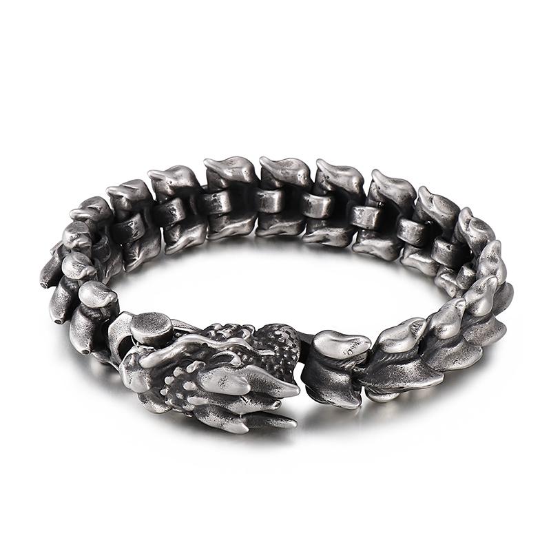 Kalen Vintage Chunky Dragon Bracelet High Quality Stainless Steel Punk Men's Bracelet Chain Jewelry Gifts 21CM Metal Accessories