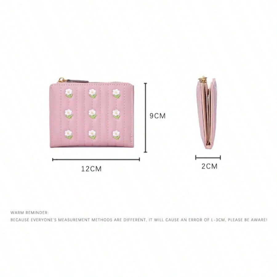 Fashion new Korean version cute embroidered women simple short change multi-functional wallet