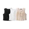 Kaslead New Women clothes Western Style Fashion Simple and Versatile French style Lace-up Short Vest Top