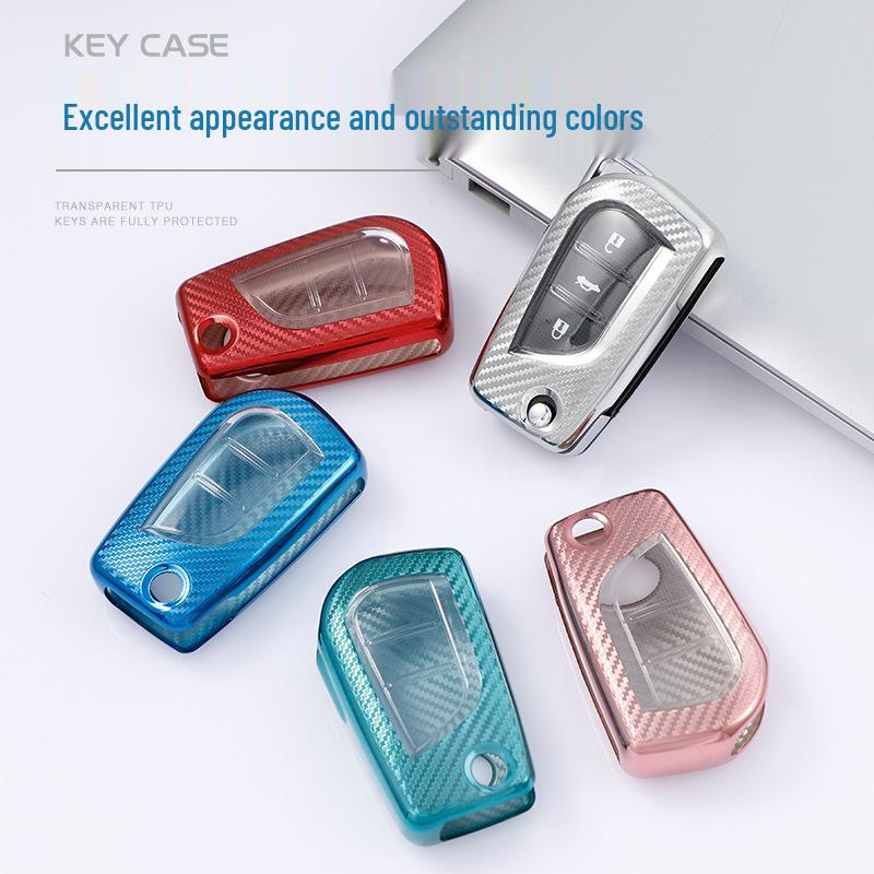 Toyota RAV4 2020 Key Case: Carbon Fiber Full Coverage with Personalized Shell & Buckle