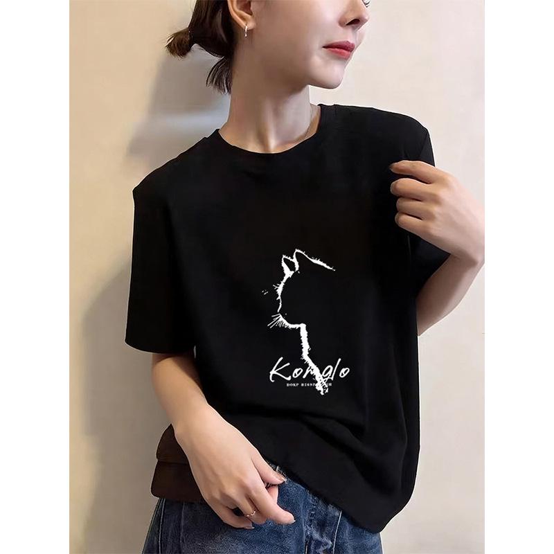 2026 Women's Regular Fit Pure Cotton Short Sleeve T-shirt - White, for Spring, Summer, Autumn