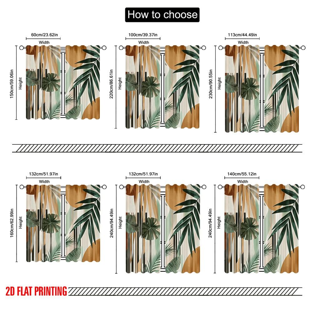 2pcs,2D Plane Printing Curtains&Window Treatment Tropical Harmony(1) Versatile Polyester Fabric (without Rod) Decorations Inside