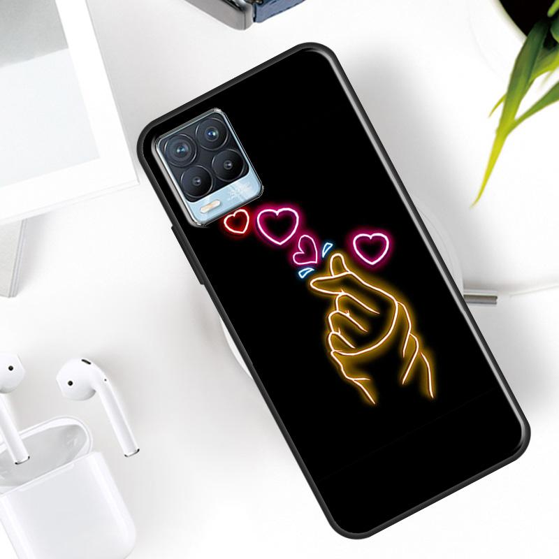 Hand hält Mond Finger Herz Hülle Für Realme 15 11 12 13 14 Pro Plus C53 C55 C51 C25 C63 C61 C65 C67 C71 C75 GT6 GT7 Pro