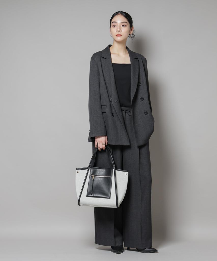 Nano Universe Canvas und Kunstleder Tasche mit Tasche für Damen, F 010, Schwarz, 669-5232304