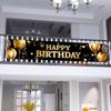 Happy Birthday Banner Black Gold Party Decorations Large Birthday Banner Yard Sign Backdrop Supplies Decoration for Indoor and Outdoor 78 x 17Inches