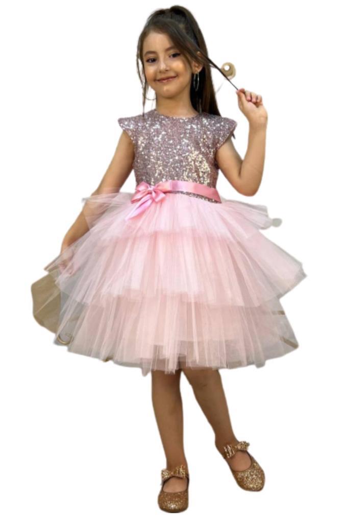 

Girl s Tops, Pulp Embroidered Layered Powder Evening Dress 4-7 Years
