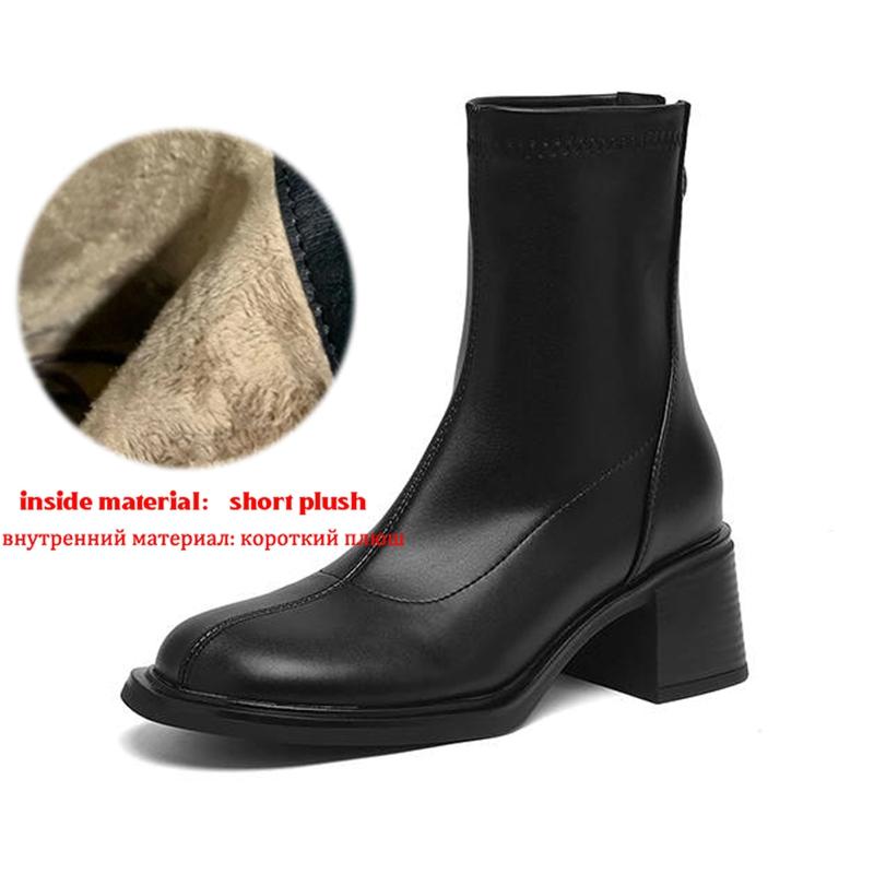 Krazing Pot Microfiber Winter Round Toe Modern Platform Size 33 Boots Size 43 Women Fashion Stretch Ankle Boots