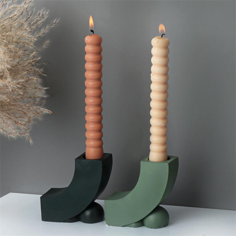 U-Shaped Candle Holder Silicone Mold DIY Aromatherapy Candlestick Plaster Resin Drip Mould Home Creative Decorative Ornament