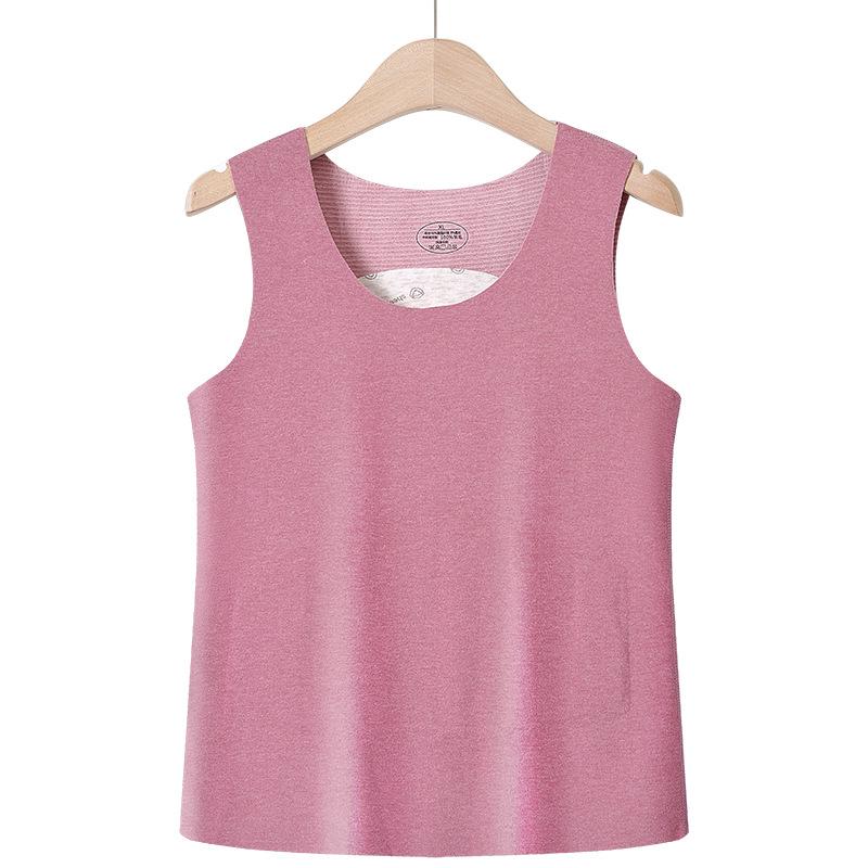De Róng Women's Seamless Warm Vest - Winter Plus Velvet, Thickened Stomach Protection, Heating Base Layer, Cotton Camisole