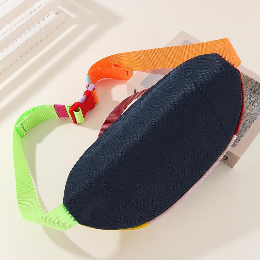 Sac banane Bandoulière Color Block Dopamine: Nylon Imperméable Unisexe pour le Voyage et les Sports de Plein Air