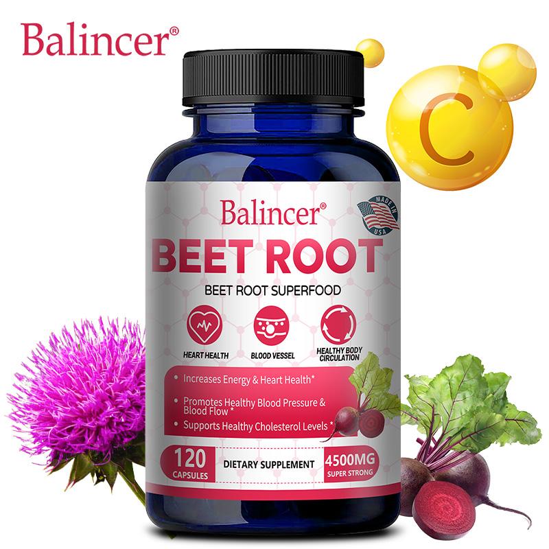 Organic beetroot milk thistle maintains cardiovascular health and promotes physical health with 120 capsules