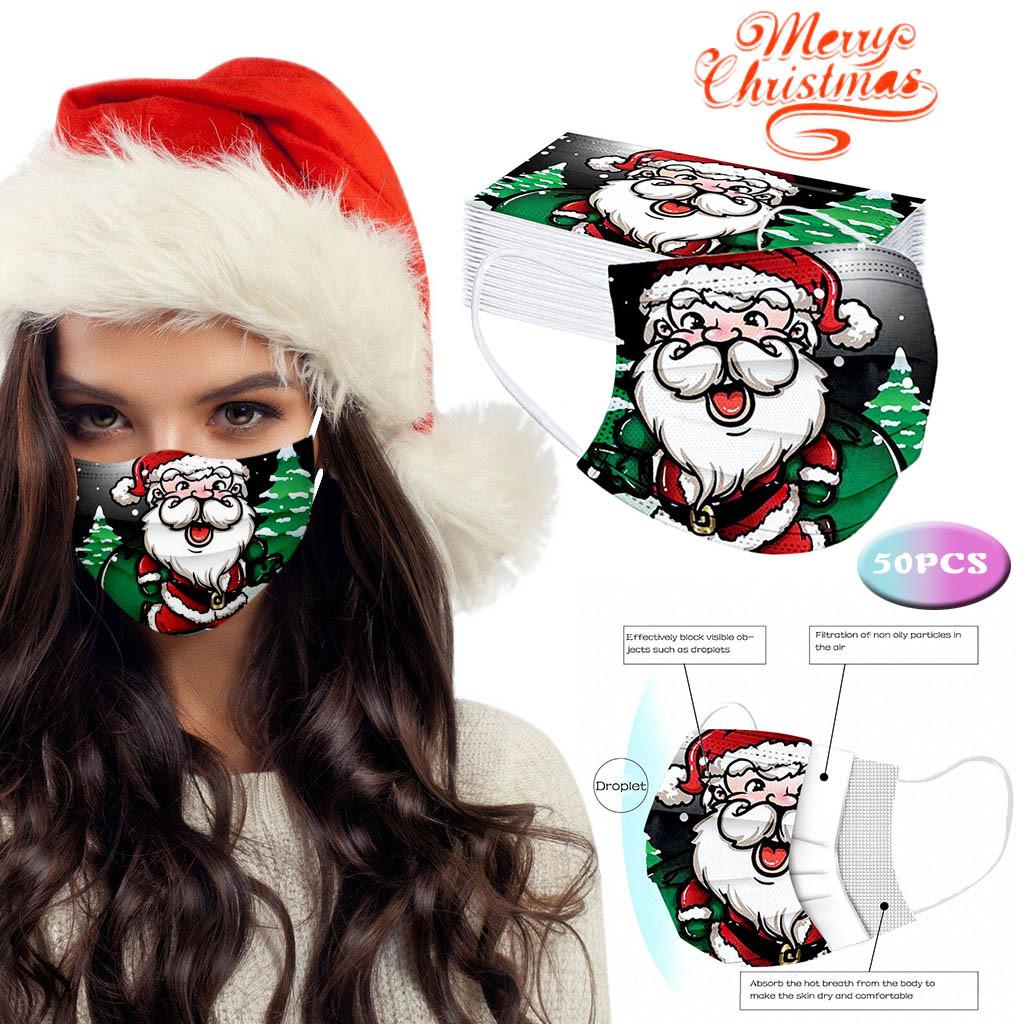 Adult Universal Disposable High-quality Christmas Printed Mask 50PC
