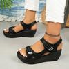 Women’s Platform Hook-and-Loop Slide Sandals Open-Toe Summer Shoes