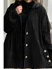 Europejski i Amerykański Damski Luźny Płaszcz ze Sztruksu z Kapturem na Jesień/Zimę