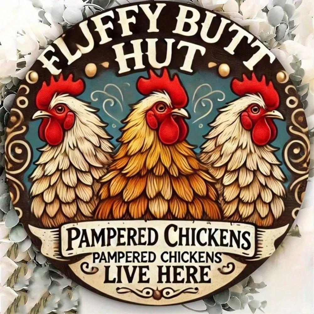 Metal Wall Sign Kimchi Chicken Flat Round Tin Poster Bar Decor 30cm