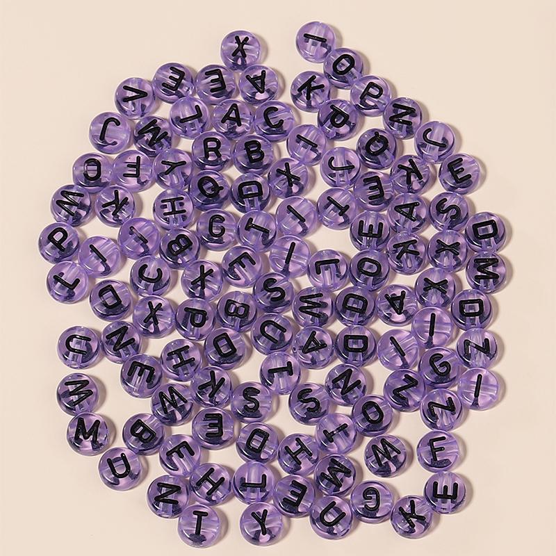 100Pcs Acrylic Letter Beads For Jewelry Making Clear Alphabet 7mm Flat Round Spacer Bead Diy Bracelets Necklace Accessories