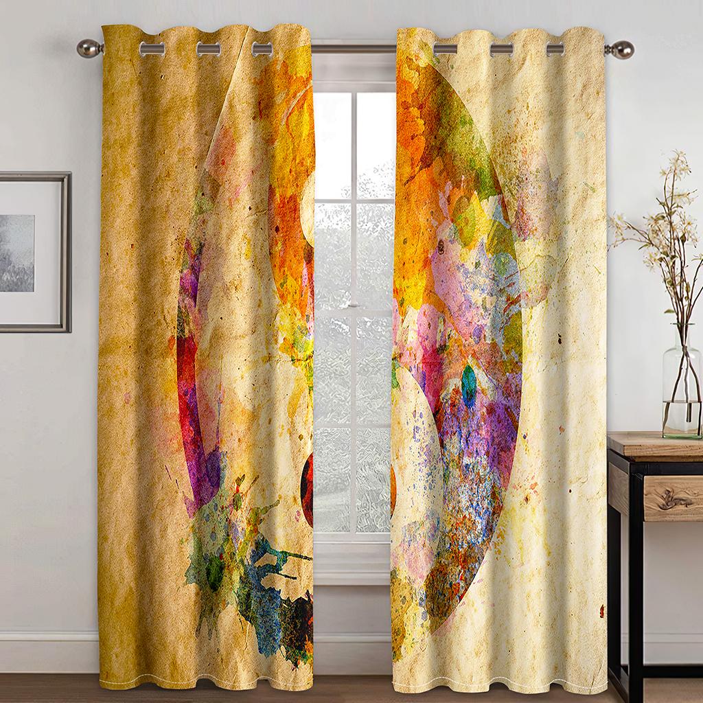 3D Golden Yellow Tai Chi Bagua Texture Sunshade Curtains 2 Panel Taoist Culture Lovers Living Room Bedroom Window Decor Curtains