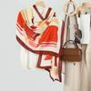 New women's print graffiti contrasting scarf scarf, fashionable autumn and winter thin shawl with sunscreen silk scarf