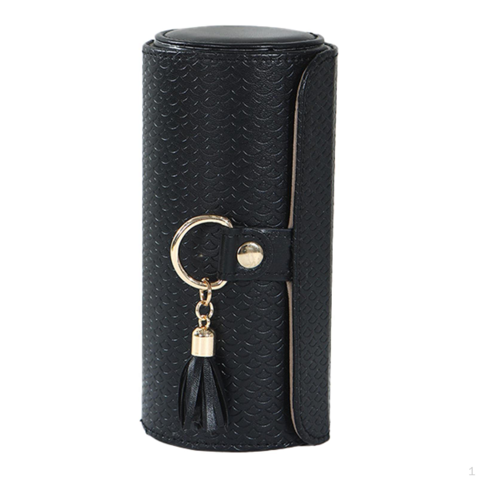 

Jewellery Roll Trave Jewelry Box Multifunctional Holder Rotating Tray for Necklaces Watches чорний