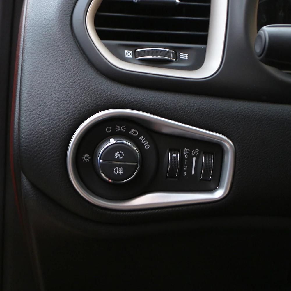 For Jeep Renegade 2015 - 2025 Head Light Lamp Headlight Switch Adjust Panel Cover Decoration Sticker Trim Interior Accessories