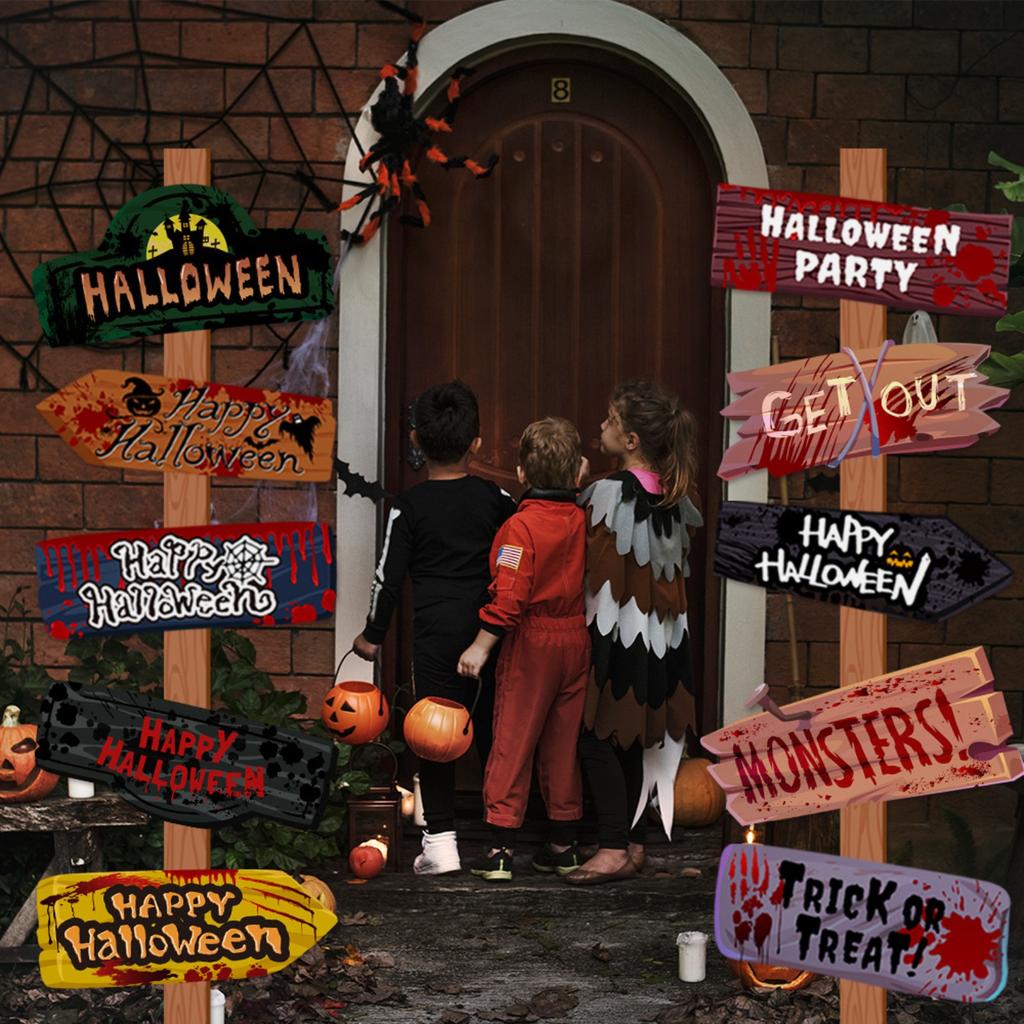 Halloweenská dekorace Hororové kolíky s dopravní značkou Papírová směrovka Party potřeby