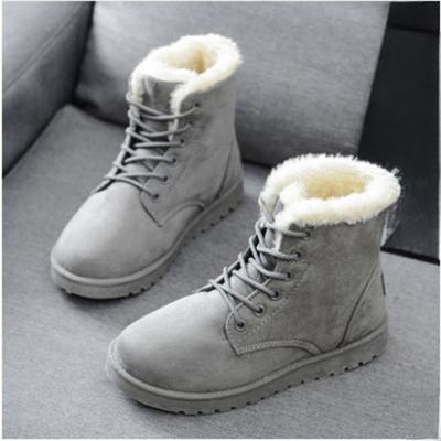 Moda Outono e Inverno Nova Casual Confortável Veludo Plus Quente Cor Sólida Cinto Cruzado Bico Redondo Botas Curtas Femininas