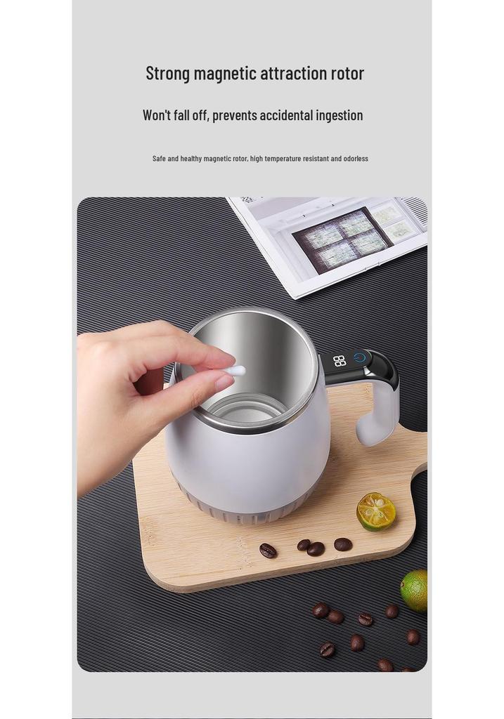 Smart Auto-Mixing Temperature Measuring Rechargeable Cup - 316 Stainless Steel, Digital Display for Coffee, Milkshakes, and Drinks